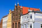 Germany, Mecklenburg-Vorpommern, Stralsund. Hanseatic style brick house among others. Art Print